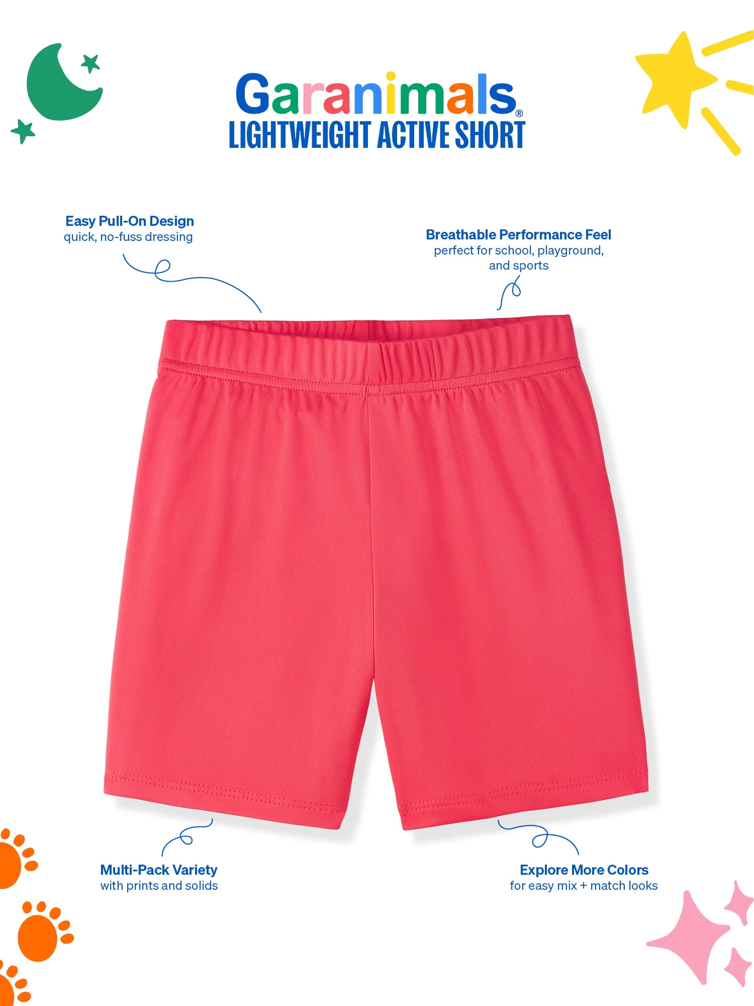 Garanimals Newborn, Baby & Toddler Boy Lightweight Active Shorts 4-Pack, Sizes 0-6T