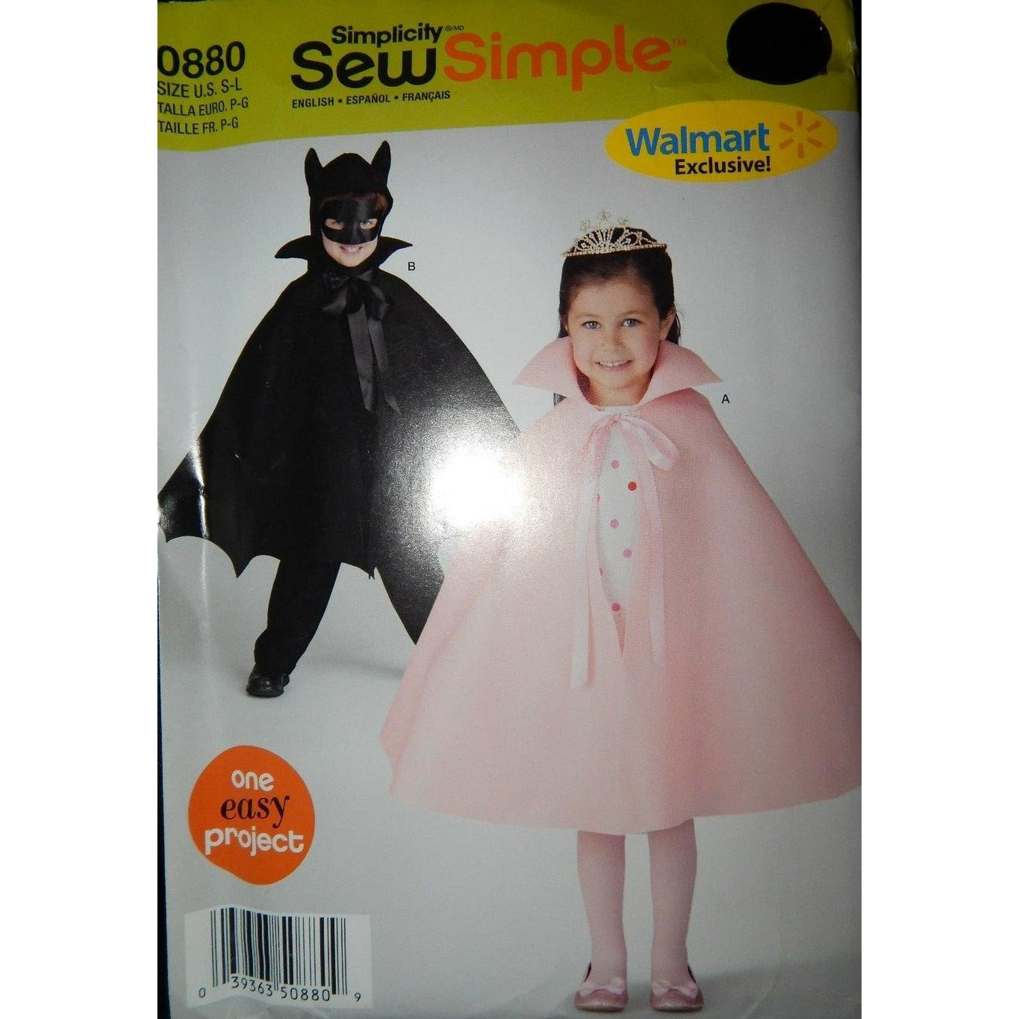 Simplicity 0880 SEW SIMPLE COSTUME Patterns CHILD'S Batman or Princess Cape  : S M L | Walmart Canada