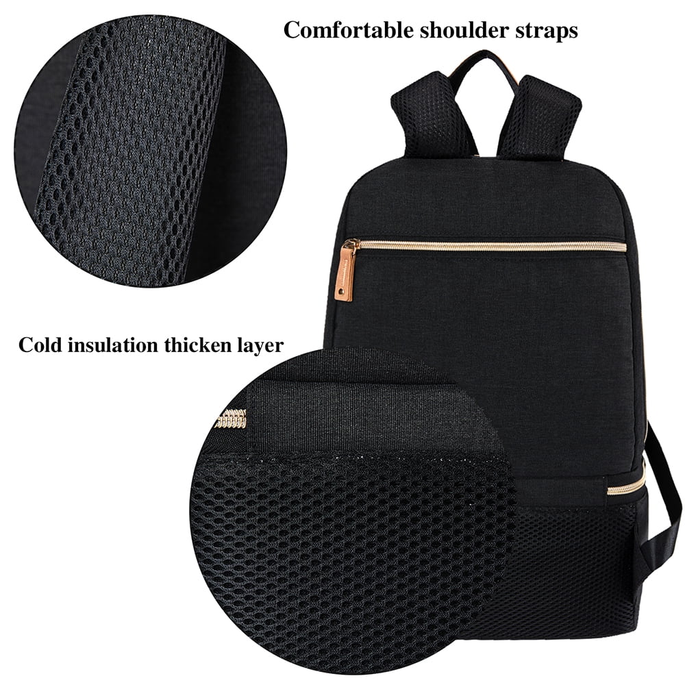 Breast Pump Bag Backpack - Cooler Lunch Bag Double Layer for Mother Large Size Black