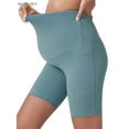 thumbnail image 2 of BadPiggies Women's Maternity Yoga Shorts Bike Shorts Over The Belly Bump Workout Running Active Athletic Short Pants with Pockets, 2-Pack, 2 of 4