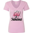 thumbnail image 3 of Inktastic 50 and Fabulous with Sparkles Women's V-Neck T-Shirt, 3 of 5
