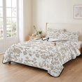 thumbnail image 2 of Full Quilt Set 78''x90'', Khaki Flower Lightweight Bedspread Coverlet Set with 2 Pillow Shams, Vintage Farmhouse Boho Leaf Spring Plant Breathable All Season Quilt Bedding for Bedroom/Guest Room, 2 of 9