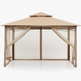 thumbnail image 3 of ABCCANOPY 11'x11' Patio Gazebo With Mosquito Netting and Double Soft Roof Canopies for Shade and Rain,Khaki, 3 of 8