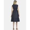 thumbnail image 2 of Time and Tru Women's Sleeveless Denim Dress with Ruffle Hem, XS-XXXL, 2 of 4