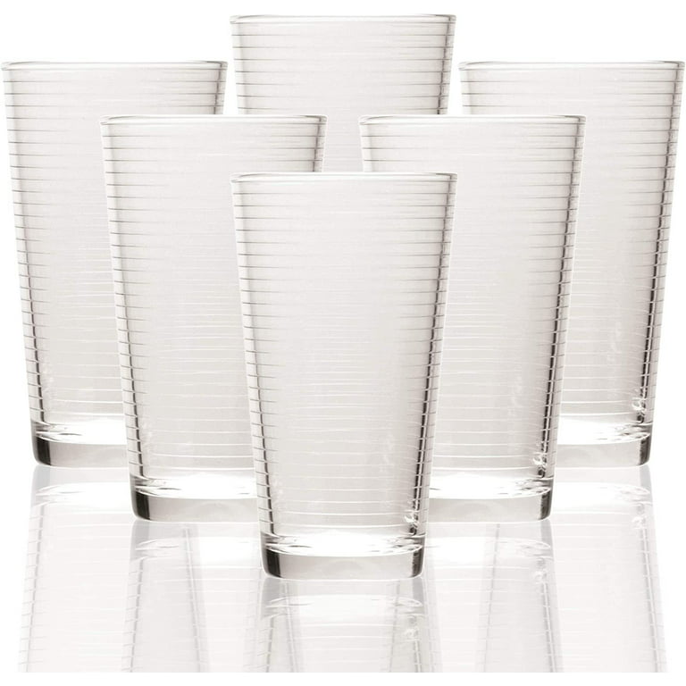 Highball Glasses [Set of 4] + 4 Stainless Steel Straws, 16 oz Lead