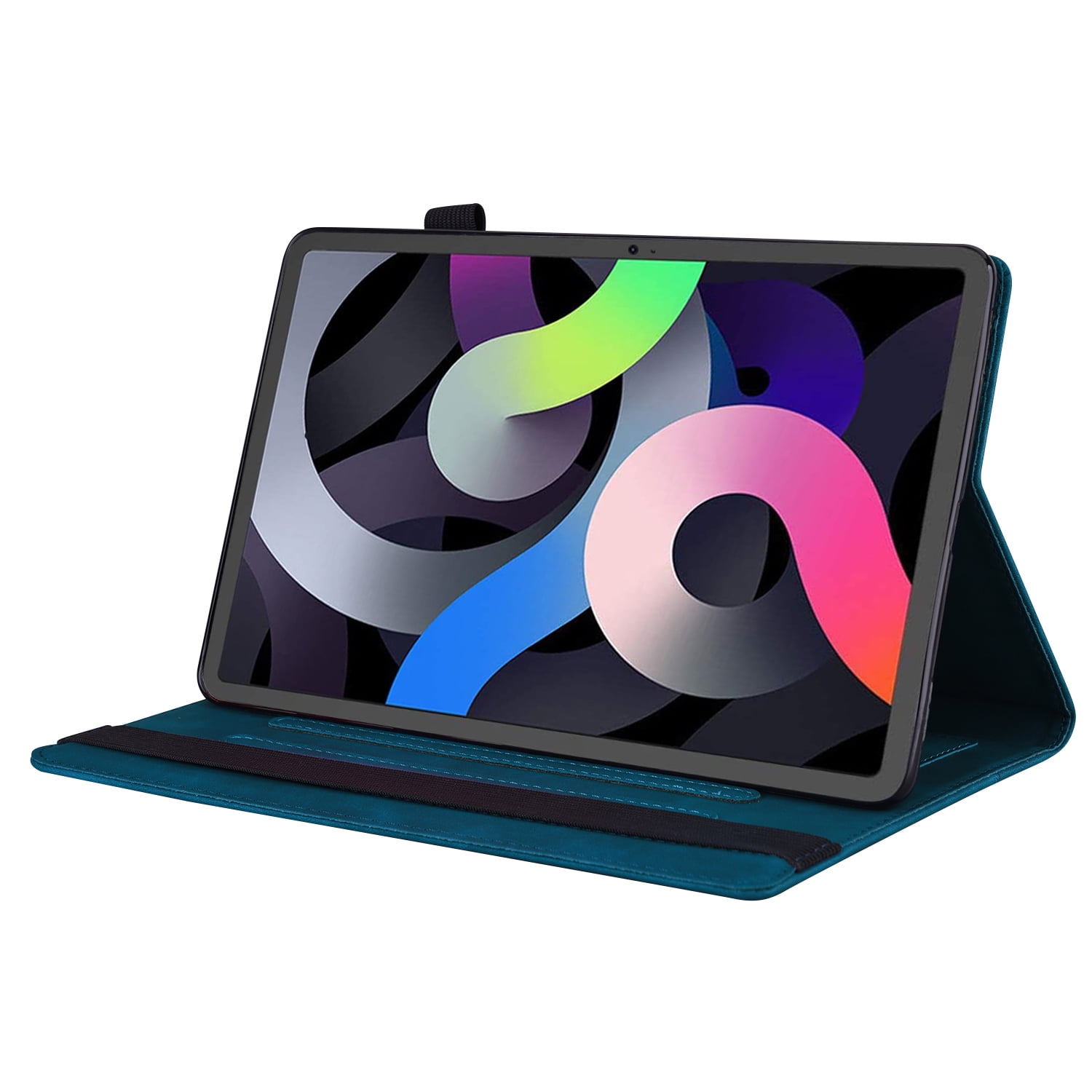 Case for iPad 10th Generation 10.9 Inch 2022, TECH CIRCLE Slim Premium PU Leather Folding Multi-Angle Stand Cover with Front Pocket & Pencil Holder Cover for Apple iPad 10.9 Inch 2022, Blue