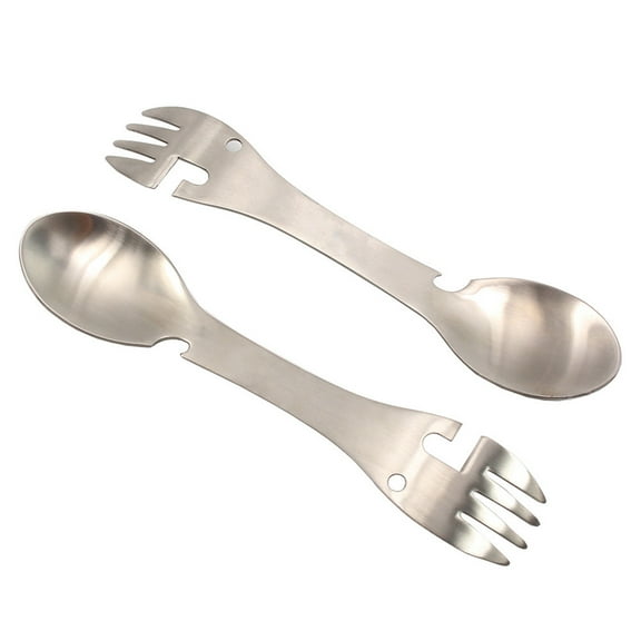 GARVALON Camping Sporks Spoon 1Pcs 18 x 3.5 x 0.3 in Stainless Steel Set