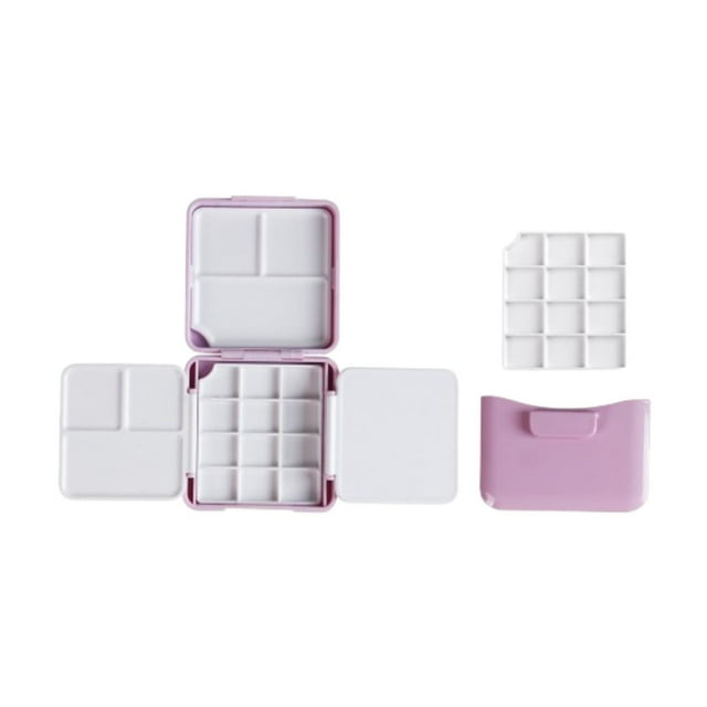 Paleta de acuarela con cubo de lavado con área de mezcla mini para el viaje de paleta de pintura para principiantes para graffiti de pintura acrílica Rosa