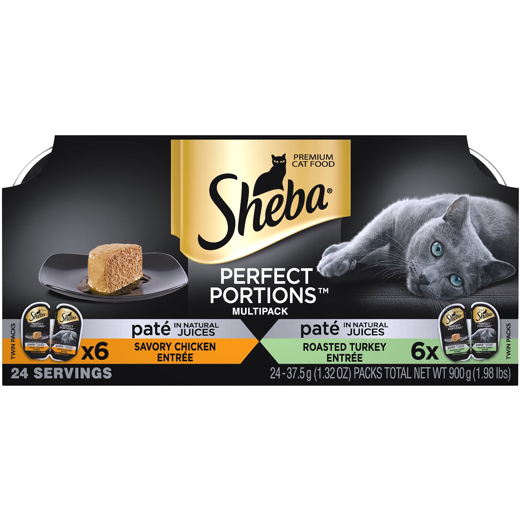 SHEBA PERFECT PORTIONS Wet Cat Food Pate in Natural Juices Savory
