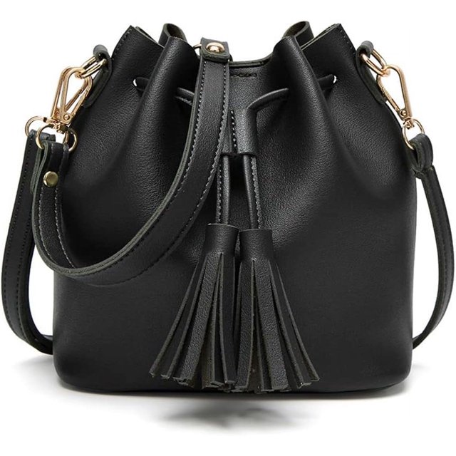 LHSHID Mini Sac Seau pour Femmes Sac à Main en Cuir avec Cordon de Serrage Sac à Bandoulière Rétro Portefeuille avec Bretelles Réglables