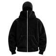 thumbnail image 5 of LEKWK Fleece Jacket Men Fuzzy Zip up Thermal Winter Hoodies with Face Mask Long Sleeve Oversized Warm Plush Outwear Black XXXL, 5 of 8