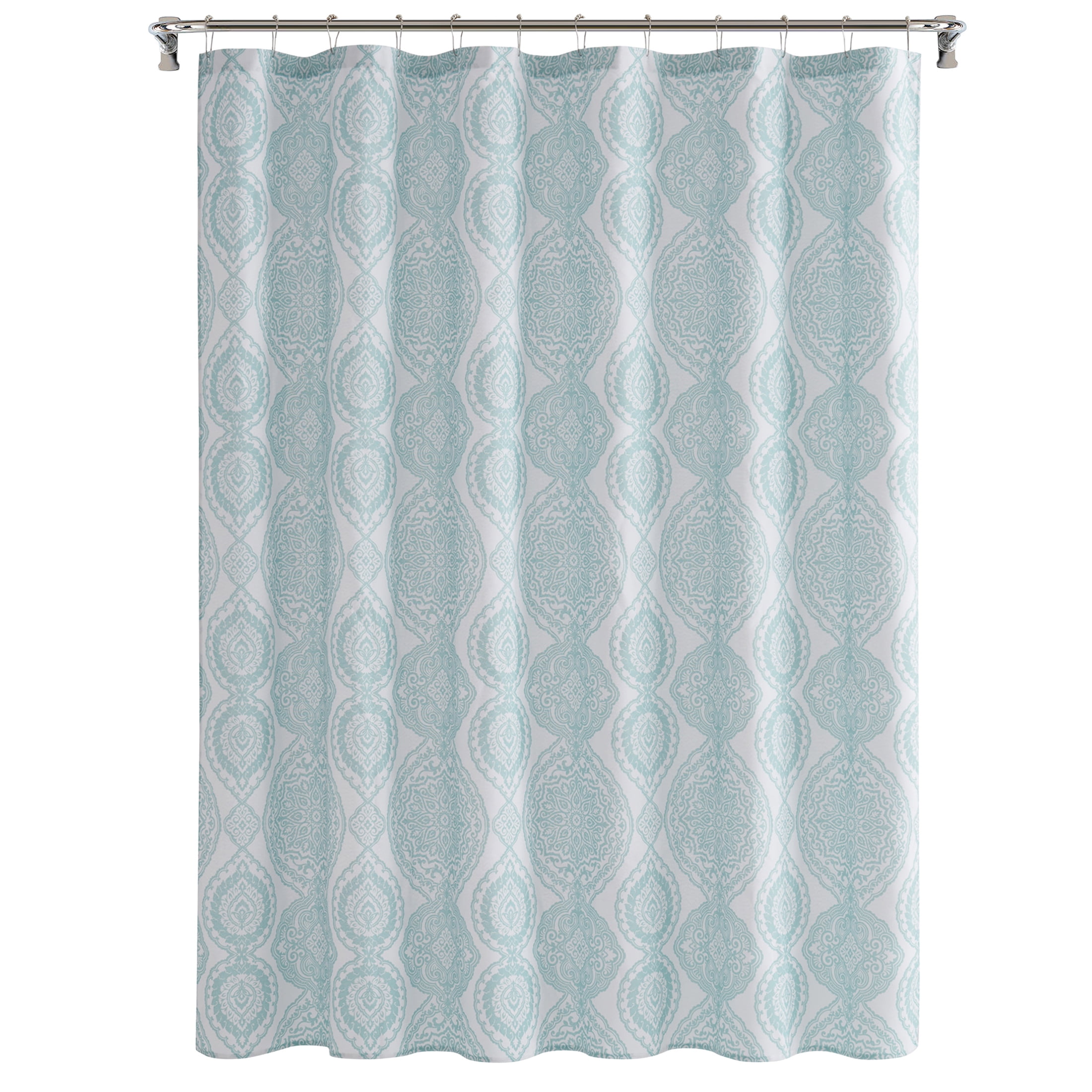 My Texas House Channing Aqua Damask Cotton-Blend Shower Curtain, 72' x 72'