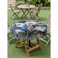 thumbnail image 5 of Outdoor Tablecloth with Umbrella Hole Zipper Blue Spring Floral Round Tablecloth 60" Waterproof Outside Table Cloth Modern Art Flowers Pastoral Patio Table Cover Tablecloths for Picnic Party, 5 of 8