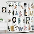 thumbnail image 3 of ABC Learning Alphabet Shower Curtain for Bathroom Decor 72Wx72H Educational Study Tool Boy Baby Children Funny Cute Large A to Z Art Printed Fabric Polyester Waterproof 12 Pack Plastic Hooks, 3 of 6