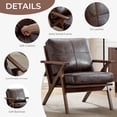 thumbnail image 6 of Bonzy Home Mid-Century Modern Accent Chair, PU Leather Armchairs with Solid Wood Frame & Removable Cushions, Reading Chairs for Living Room Bedroom, Espresso, 6 of 8
