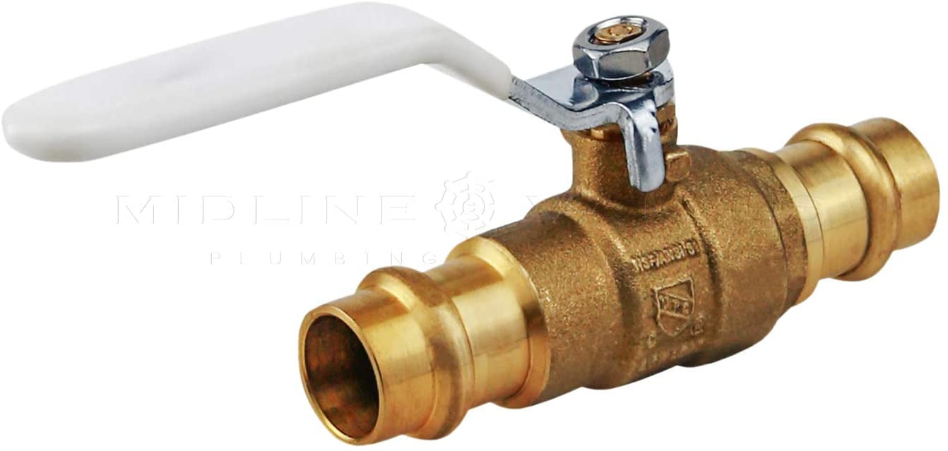 Midline Valve 932114VLV-5 Premium Press Ball Valve, with 1-1/4 in. Press Connections, Brass (Pack of 5)