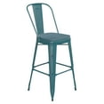 thumbnail image 2 of BizChair Commercial Grade 30" High Kelly Blue-Teal Metal Indoor-Outdoor Barstool with Back with Teal-Blue Poly Resin Wood Seat, 2 of 13