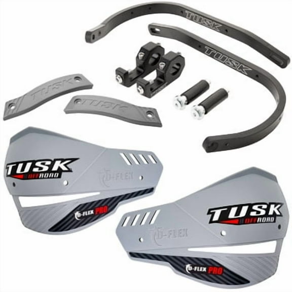 Tusk D-Flex Pro Adventure Handguards Black Bar/Grey Plastics 1 1/8" Bars