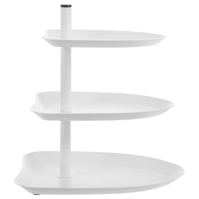 Three-Tier Serving Tray For Kitchen Counter Metal Cupcake Stand For Desserts Fruits And Snacks White Display Rack For Parties And Events
