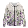 thumbnail image 4 of Renewold Floral Leaf Violet Women's Oversized Hoodie Jackets Full Zip Up Pullover Sweatshirt Long Sleeve Y2K Hoodies Tops Fleece Sweatshirts Trendy Jackets Winter Fall Fashion Outfits, M, 4 of 7