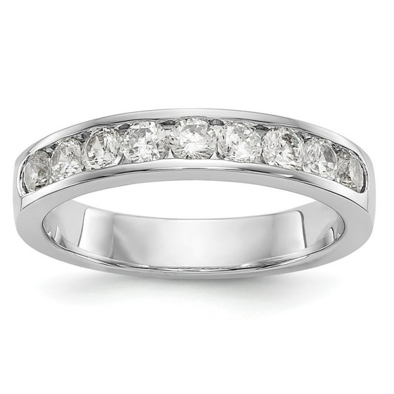 950 White Platinum Wedding Diamond Round Ring Band, Size 6