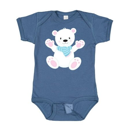 

Inktastic Polar Bear White Bear Cute Bear Bear with Scarf Gift Baby Boy or Baby Girl Bodysuit