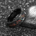 thumbnail image 2 of 8mm Men's Black Tungsten Carbide Ring with Crushed Created-Opal Inlaid Wedding Bands, 2 of 3