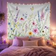 thumbnail image 2 of Wildflowers and Butterflies on a Pale Grayish-Blue Background, Serene Illustration for Nature Lovers, Botanical Floral Wall Art, Birthday Gift Tapestry Wall Hanging for Bedroom and Living Room, 2 of 7