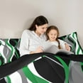 thumbnail image 5 of Manfei Geometric Wave Stripe Bedding Comforter Set, Black Green Gray White Twin Comforter Sets, Modern Abstract Art Bedding Set, Ultra Soft Bedroom Decor, Reversible 2 Pieces, 5 of 8