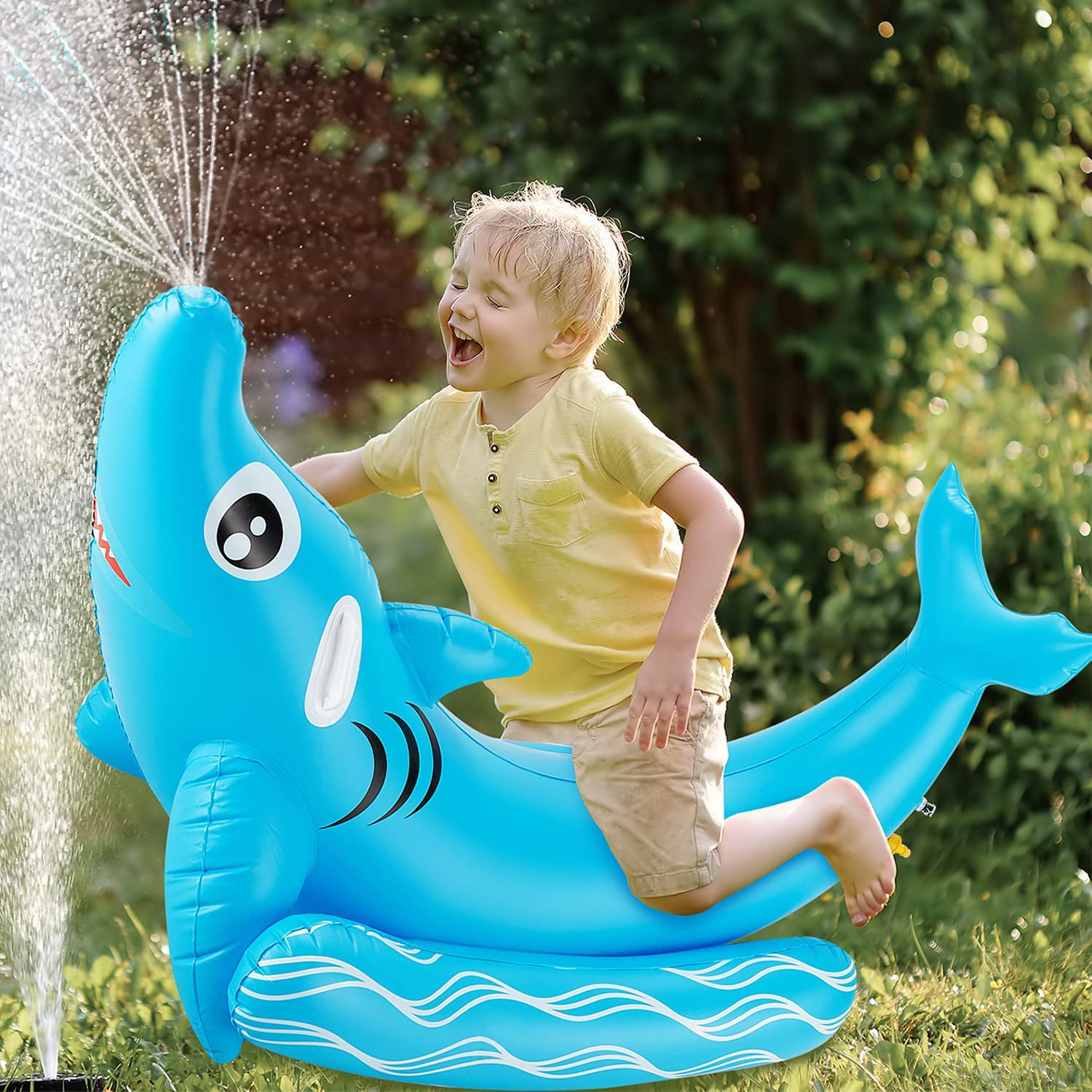 Backyard Dog Dolphin Design Water Sprinkler for Kids Yard Large Inflatable Pool Play Mat for Toddlers Adults Baby LITTLELOGIQ Splash Pad for Kids Girls Big Kids Boys Outside Pet 