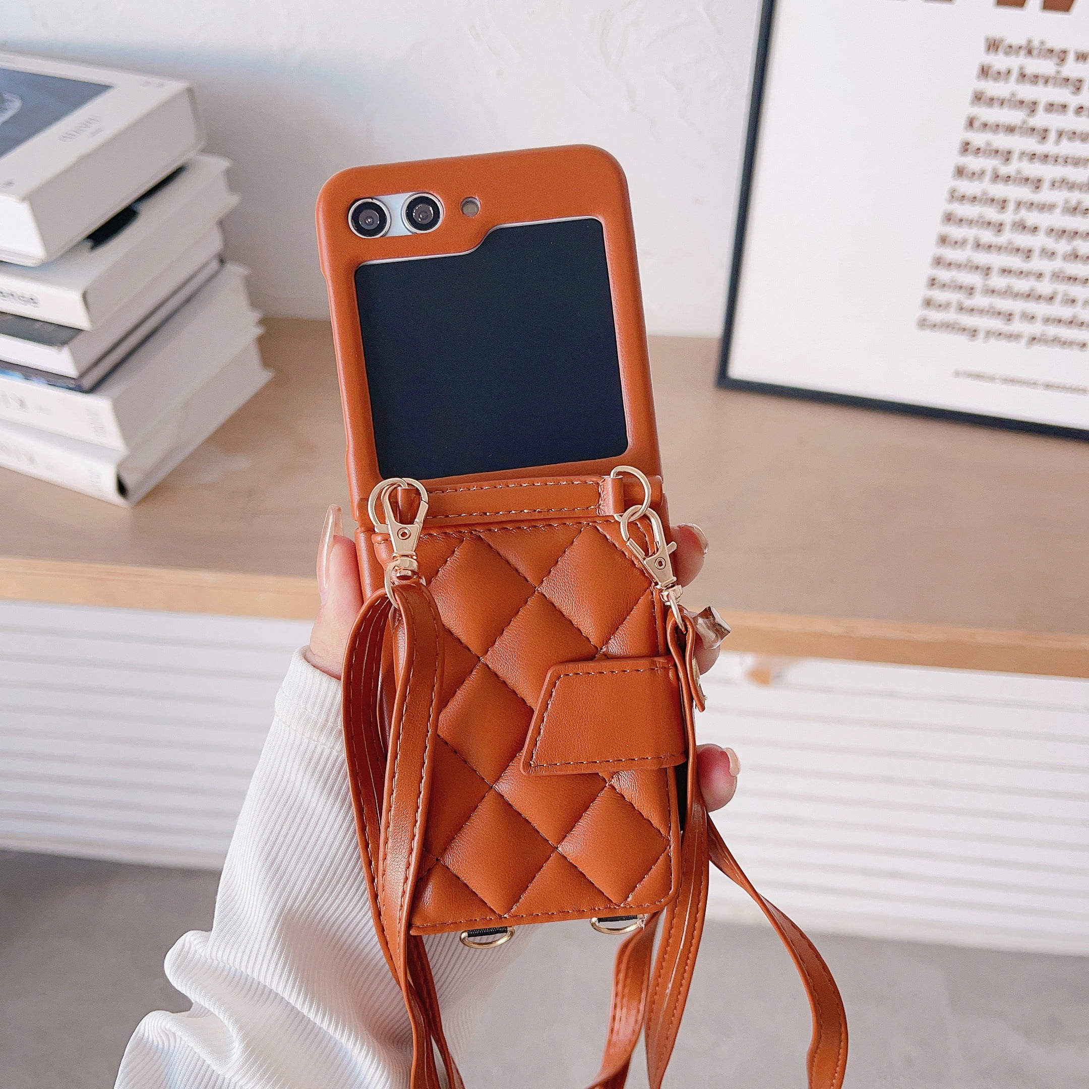 for Samsung Galaxy Z Flip 5 Wallet Case, Elegant PU Leather Case with Card  Holder & Hand Strap & Detachable Crossbody Strap for Women Girls for  Samsung Galaxy Z Flip 5 5G 6.7 inch, Brown 
