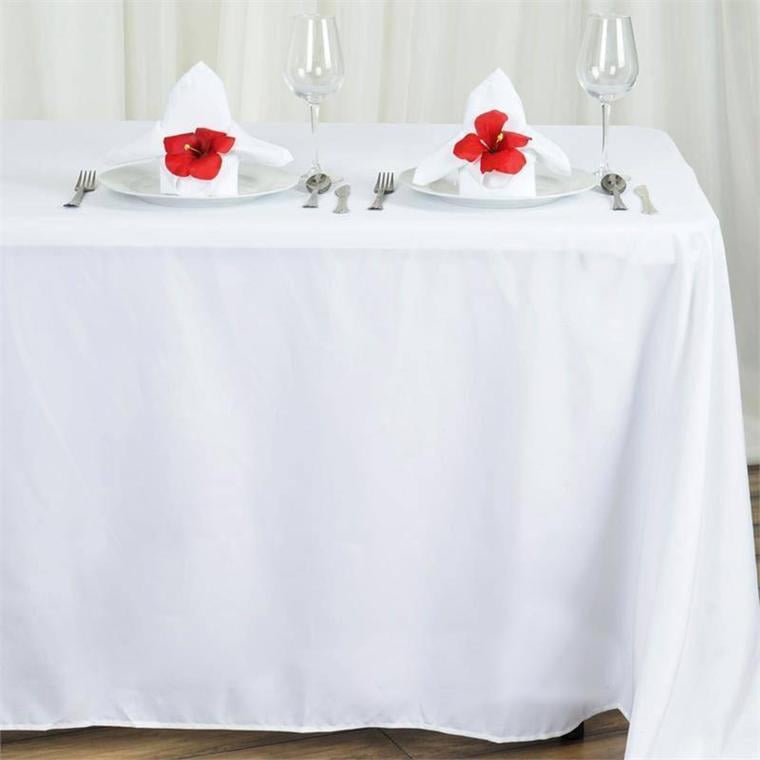 Efavormart 5PCS 90x156" WHITE Wholesale Rectangle Polyester Tablecloth