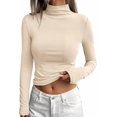 thumbnail image 5 of BTFBM Mock Tops for Women Fitted Long Sleeve Shirts Fall Fashion Clothing Thermal Layering Undershirts Going Out Outfits, 5 of 9