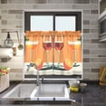 thumbnail image 4 of Yayeee Kitchen Curtains Tier Pair Light Filtering 27"x24" Rod Pocket Short Cafe Window Panel, Orange Glasses, 4 of 7