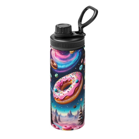 

Tebeau Starry Sky Pine Tree Donut Print Water Bottle 18oz Sports Insulated Kettle Stainless Steel Outdoor Drinking Bottles Fashion Travel Cup