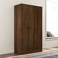 thumbnail image 6 of Polifurniture Denmark 71 in. 3 Door Bedroom Armoire with Shelves & Hanging Rod, Walnut, 6 of 8