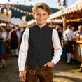 thumbnail image 2 of Byoo Little Boy's Solid Mandarin Collar Multi Pocket Vest Sleeveless Bavarian Top Oktoberfest Blouse, 2 of 5