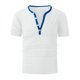 thumbnail image 2 of Camiseta de manga corta con cuello en V y canalé liso para hombre - Verano informal, mezcla de poliéster, vacaciones/oficina - Tallas S-XXXL, 2 of 8