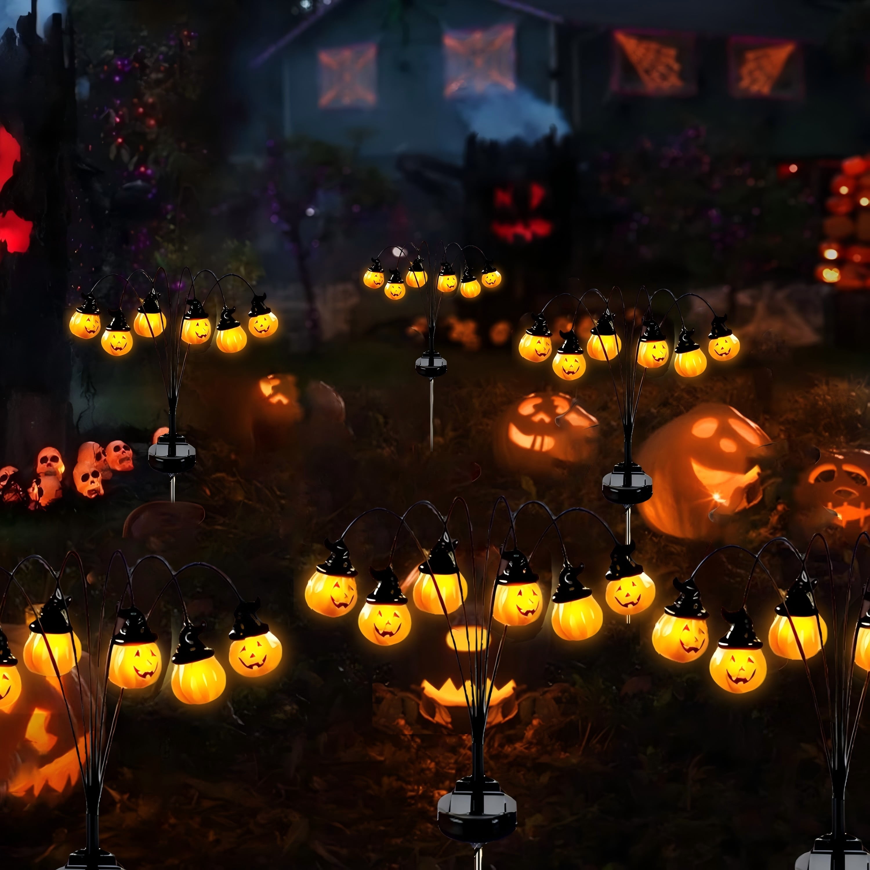 ZOEYKIMLO Halloween Decorations Outdoor, Solar Pumpkin Halloween Path Lights for Yard Garden Lawn Party Decor, 4Pack