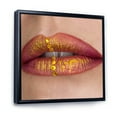 thumbnail image 3 of Designart 'Woman Lips Close-Up With Red Lipstick, Gold Paint' Modern Framed Canvas Wall Art Print, 3 of 5