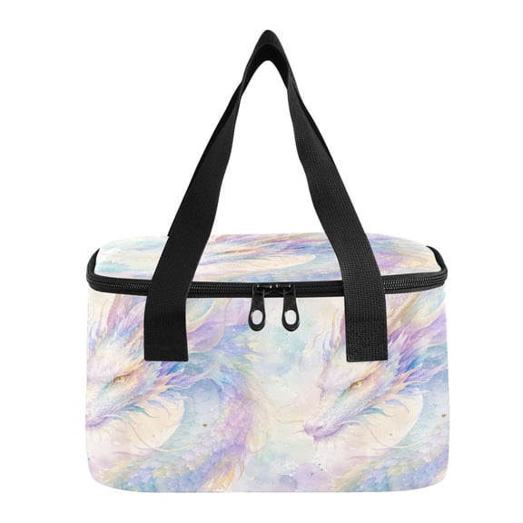 6L Insulated Lunch Bag Square Handheld Cooler Tote Fantasy Dragon Pattern Reusable Thermal Bag with Polyester & Aluminum Lining for Work Picnic Travel