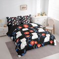 thumbnail image 2 of Manfei Funny Pet Full Size Bedding Sets, Kawaii Cartoon Cat Flower Full Size Bed in a Bag, Black White, Black Reversible, 7pcs, 2 of 6