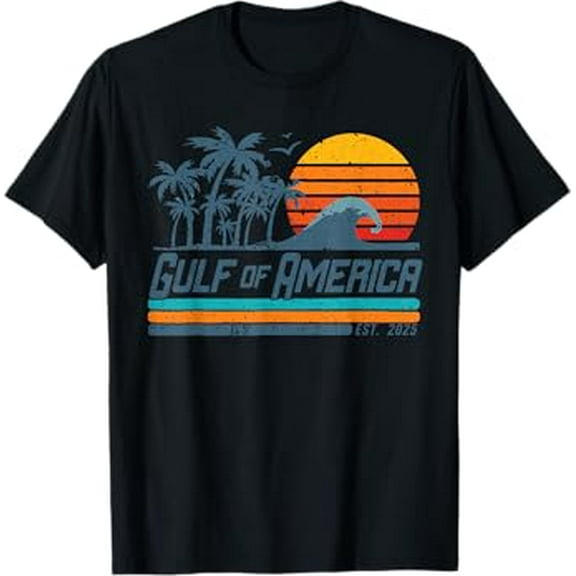 Gildan Retro Gulf Of Us America 2025 American Flag Gulf Mexico Hot Trending T-Shirt Unisex S To 5Xl