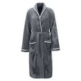 thumbnail image 5 of Afdoent Women's Robe Soft Flannel Robe Long Sleeve Bathrobe With Pockets Cozy Loungewear For Winter Warm Sleepwear And Spa Relaxation At Home Ladies Loungewear, 5 of 8