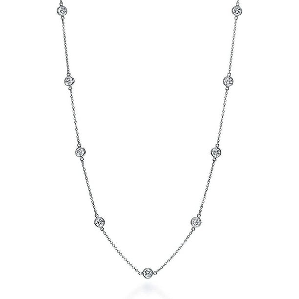 NYC Sterling Sterling Silver Round Cubic Zirconia Station Necklace 16