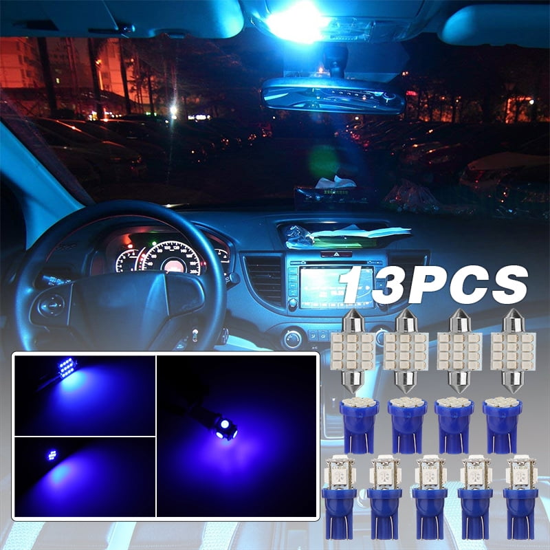 13x T10 & 31mm Blue Car Interior LED Bulbs Map Dome License Plate Light Lamp Kit