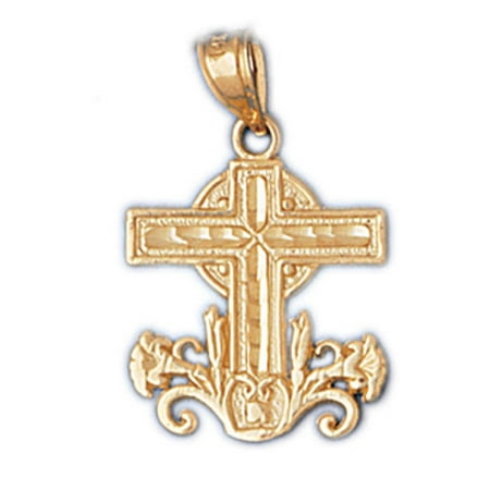 14K Yellow Gold Cross Pendant - 24 mm