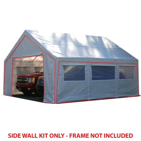 King Canopy 20 ft x 20 ft Carport Canopy Sidewall Kit w/ Flaps and Bug Screen Windows