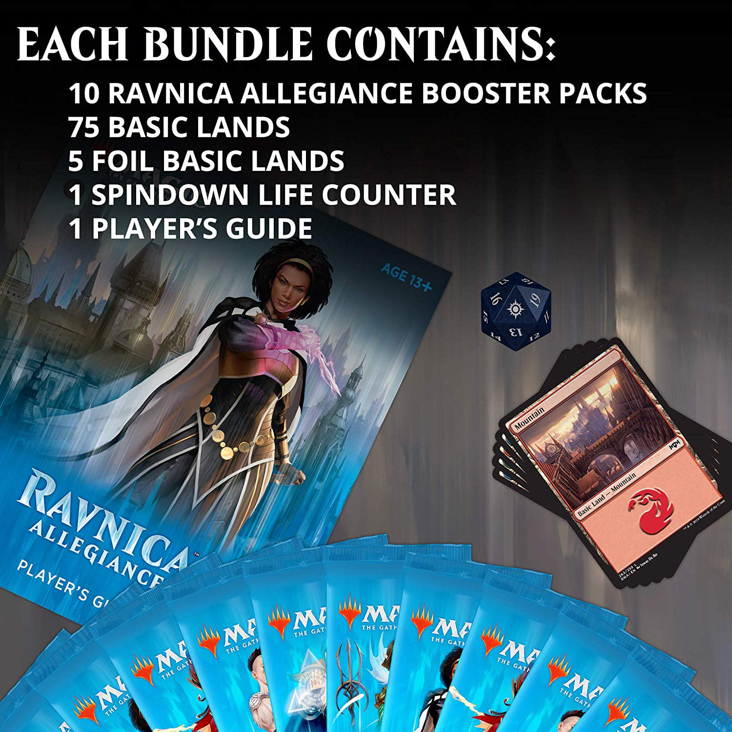 230 Cards 10 Booster Packs Magic: The Gathering Ravnica Allegiance Bundle | Accessories Land Cards