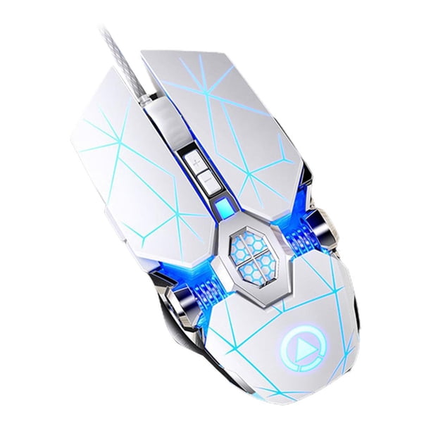 Ratón para juegos perfke 7 botones 3200DPI blanco con cable USB